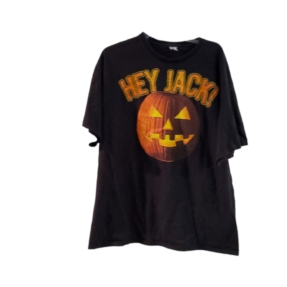 Halloween Pumpkin Hey Jack  Jack-o-lantern Cotton Graphic T-Shirt Sz 2XL - Picture 1 of 8